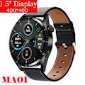 Miniatyrbild 1 av 6: Ny Smart Watch Herr Android GT3 IP68 Vattentät NFC Smartwatch Trådlös Laddning Bluetooth Ring Herr Watch för Black Leather smartwatch