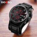 Miniatyrbild 1 av 6: DOOBO Herr Casual Watch Herrklockor Toppmärke Lyx Quartz-klocka Läder Watch Handled Manklocka Drop black