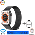 Miniatyrbild 1 av 6: herrsmartklocka IP68 vattentät NFC Bluetooth samtal Smartwatch Series 9 AMOLED explosionssäker skärm för kvinnors smartklocka Black D HK9 PRO