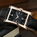 Miniatyrbild 4 av 6: Elegant watch For Herr Guld Svart Läder Vattentät Date Armbandsur watch masculino gold black