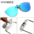 Miniatyrbild 2 av 6: VIVIBEE fyrkantsspegel för män Flip-up Clip on Polarized Night Vision Körglasögon UV400 Dam Solglasögon Fiske Närsynt 1 Grey Without Plastic Case