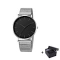 Miniatyrbild 1 av 6: Watch 2022 Lyxmode Enkel Armbandsur Läder Guld Urtavla Casual Man Brecalet Quartz Clock Vip-länk för droppe 568 Silver black