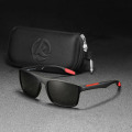 Miniatyrbild 1 av 6: KDEAM Rectangular Ultra Light TR90 Solglasögon Män Polariserad TAC 1,1 mm Tjocklek Lins Solglasögon Kvinnor Sport Man KD101 C2 Black Red-Gray No packaging