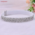 Miniatyrbild 1 av 6: TOPQUEEN S407-B Elastiska bälten för kvinnor för festklänning Silver Rhinestone gördel Dam Blank midjeband Mode Daglig Lyxig S216-D White