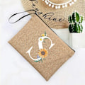 Miniatyrbild 1 av 6: Inledande brev Blomma Linne Dragkedja Kvinnor Kosmetikväskor Mujer Bolsa Sommar Beach Organizer Case Neceser Sminkväska Q06632-A012BR-S