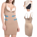 Miniatyrbild 2 av 6: Full Slips Underklänning Kroppsformare Magkontroll Shapewear Waist trainer Bodysuit Butt lifter Seamless Slimming Underkläder Korsett Black And Beige M