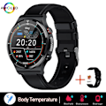 Miniatyrbild 1 av 6: Smärtfri Icke-invasiv Blodsocker Watch Män EKG PPG Laserbehandling Hälsa Blodtryck Sport Smartklocka GlucometerWatch black leather