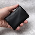 Miniatyrbild 1 av 6: Läder Mini Myntväska Unisex Enkel Bärbar Första Layer Kohud Retro Handgjord dragkedja Liten case Black