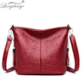 Miniatyrbild 4 av 6: Crossbody-väskor i mjukt läder för kvinnor Nya lyxiga handväskor Dam Casual Axelväska Designer tygväska bolsa feminina Red 25cm x 10cm x 21cm