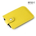 Miniatyrbild 1 av 6: Smal korthållare i äkta läder Snabb åtkomst dragflik RFID-foder Mjuk kohud Män Kvinnor Bärbar cover. Lemon Yellow