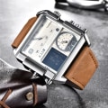 Miniatyrbild 3 av 6: Fyrkantiga klockor Herr LED Vattentät Flera tidszoner Herrklockor Lyxmärke Relogio Masculino Montre Homme Watch Only Watch (gold)