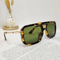 Miniatyrbild 3 av 6: 2022 New Retro Double Bridges Herr Solglasögon Mode Svarta Klara Glasögon Trending Hollow Leopard Blå Solglasögon Män Kvinnor Shad C05 Leopard Green Sunglasses
