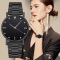 Miniatyrbild 2 av 6: Svart Watch 2023 Toppmärke Lyx Stjärnhimmel Dam Rostfritt stålband Analog Quartz Armbandsur för 01 RoseGold-Red