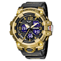 Miniatyrbild 1 av 2: Watch Watch För män Väckarklocka Stoppur LED Digital Bakgrundsbelysning Dual Time Display 8008 Herrklockor Vattentät GOLD
