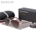 Miniatyrbild 2 av 6: BARCUR Design Memery Alloy Solglasögon Polarized Gradient Herr Solglasögon Dam Pilot Glasögon Spegelskydd Oculos De Sol Gold Gradient Gray BARCUR