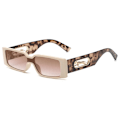 Miniatyrbild 1 av 6: Rektangulära solglasögon Dammode Lyxmärke Designer Fyrkantiga solglasögon Män Klassiska Leopard Punk Glasögon Skärmar UV400 leopard beige show as picture