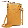Miniatyrbild 2 av 6: Mode Kvinnor Mini Crossbody-väska & handväskklämmor Telefonpaket Kvinnlig Clutch-plånbok Damer Liten handväska Pu-läder Axelväskor Gray