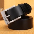 Miniatyrbild 5 av 6: Nytt högkvalitativt lyxmärke äkta läderbälte Herr Svart Pin Spänne Designe Business Bälten Band cinturones para hombre 2022 ASilver buckle Black 100cm