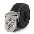 Miniatyrbild 1 av 6: SupSindy Män&Kvinnor Canvasbälten 3D Five Rays Star Army Militär Taktiskt bälte CCCP Patriotiska soldater Man Strap Jeans Midjeband Black dark gray edge 110cm