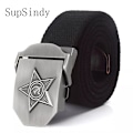 Miniatyrbild 2 av 6: SupSindy Män&Kvinnor Canvasbälten 3D Five Rays Star Army Militär Taktiskt bälte CCCP Patriotiska soldater Man Strap Jeans Midjeband Red 130cm