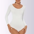 Miniatyrbild 1 av 6: Dam Seamless Shapewear Bodysuit Waist trainer Body Shaper Butt Lifter Shapewear Underkläder Bantning Långärmad Bodyshapers White L