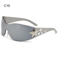 Miniatyrbild 1 av 6: Lyxiga Punk Sport Solglasögon Dam Märkesdesigner Y2K One Piece Solglasögon Män Goggle Shades UV400 Love Heart Mode Glasögon B-C10