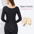 Miniatyrbild 4 av 6: Hellängd Shapewear Bodysuits Kvinnor Kroppsformare Bantning Underkläder Spets V-ringad Sexig kropp Öppen gren Black L