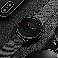 Miniatyrbild 6 av 6: 2022 Minimalistiska modeklockor för män Ultratunt rostfritt stål Mesh bälte Quartz Watch Herr Business Watch Montre Homme Mesh Black Blue