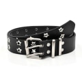 Miniatyrbild 1 av 6: Star Eye Nitbälte Goth Style Dubbelnål Spänne Man/kvinna Mode Casual Puck Style Pu Läder Midjeband Jeans y2k tillbehör Black one size