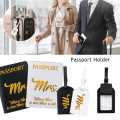 Miniatyrbild 3 av 6: Par Pass Mapp Pass Cover Resedokument Väska Bröllopspresent Mr Fru Brev Utskrift Enkel PU case style 4