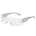 Miniatyrbild 1 av 6: Kardashan Flat Top Shield Mode Punk Solglasögon Dam Y2K Solglasögon Män Spegel One Piece Glasögon 2000S 90S Estetiska glasögon D7-transparent look picture