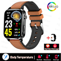 Miniatyrbild 1 av 6: Smärtfri Icke-invasiv åtgärd Blodsocker Watch Män Laserbehandling Blodtryck Hälsa Kvinnor Glukometer Smartwatch Brown Leather