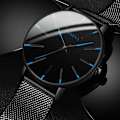 Miniatyrbild 3 av 6: Herrmode Minimalistisk Ultra Tunna klockor för män Enkel Business Rostfritt stål Mesh bälte Quartz Watch relogio masculino Mesh Black Red