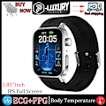 Miniatyrbild 1 av 6: Ny icke-invasiv watch för blodsocker Män Röstringning Armbandsur Kroppstemperatur Stresstest EKG+PPG NFC Smartklocka Silver