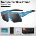 Miniatyrbild 1 av 6: WEST BIKING Myopic Polarized Square Solglasögon Män Photochromic Cykling Passform över glasögon Köra Fiske Glasögon Cykelglasögon Blue x Polarized