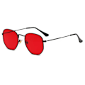 Miniatyrbild 1 av 6: Hexagon Solglasögon Dam Märke Designer Solglasögon Män Fyrkantig metallbåge Körning Fiske Glasögon Goggle Zonnebril Mannen black red No Polarized