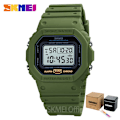Miniatyrbild 1 av 6: SKMEI Multifunktionell Digital Watch Herr 2 Time Count Down Herrarmbandsur Mode Retro Manklockor reloj hombre 1628 GreenWhite with box
