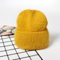 Miniatyrbild 1 av 6: Visrover 9 Färger Unisex Solid Färgade Mössor Vinterhatt För Kvinna Stickad Bonnet Acryl Kvinna Höst Varma Skullies 1-yellow(.101)