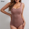 Miniatyrbild 5 av 6: Bantning Bodysuit Shapewear Postpartum Korsett Trosor Breda remmar Body Shaper Modellering Underkläder Rumplyft Magekontroll Trosor Black XL-2XL