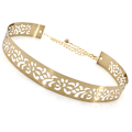 Miniatyrbild 1 av 6: Modedesigner Guld Silver Justerbar Metall Bred Bling Midjeband Tallrik Damkedjor Midjebälte Kvinna Spegel Midjeband Gold Hollow 3.5cm One Size