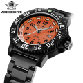 Miniatyrbild 3 av 6: ADDIES Ny Orange Watch Sports Luminous Herrklocka Toppmärke Lyx Helt stål Quartz Klocka Vattentät Date Watch Herr 050-talet Steel strap C