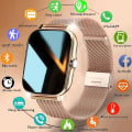 Miniatyrbild 2 av 6: Smart Watch Herr Dam Fitness Bluetooth Call Connected Klockor Vattentät Man Smartwatch För Android IOS Reloje Inteligente Mesh belt Silver
