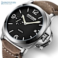 Miniatyrbild 2 av 6: Lyx Toppmärke Watch Herr Vattentät Kvartsbrunt Läder Militär Armbandsur Herr Arméklocka Man watch hombre hodinky Style C- 3