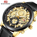 Miniatyrbild 2 av 6: Watch Watch Mode Mekanisk stil Läder Student Watch Kalender Vattentät Armbandsur Relogio Masculino 2311P-FH