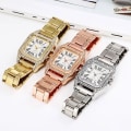 Miniatyrbild 4 av 6: Högkvalitativt mode Business dam casual rostfritt stål Rose Gold quartz watch Student Dam fyrkantig vattentät klocka retro women(.263)