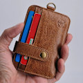 Miniatyrbild 4 av 6: Retro unisex ung smal minimalistisk plånbok Kohud Läder VIP ID Kreditkortshållare Kort handväska Läder Bank Multi Slot Card Orange