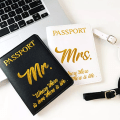Miniatyrbild 2 av 6: Par Pass Mapp Pass Cover Resedokument Väska Bröllopspresent Mr Fru Brev Utskrift Enkel PU case style 4