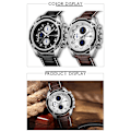Miniatyrbild 6 av 6: MEGIR Officiell kvarts klockor för män i äkta läder Sport Racing Män Studenter Game Run Chronograph Watch Man Glow Hands White