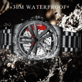 Miniatyrbild 4 av 6: 2022 Män Rim Hub Klockor Sportbil Watch Rotation Vattentät Sport Rostfritt stål Armbandsur Bil Quartz Herrklockor LBR