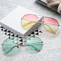 Miniatyrbild 6 av 6: Spegelsolglasögon För kvinnor Retroglasögon Damsolglasögon Metall Points Polit Solglasögon Lunettes femme oculos UV400 Brown multi